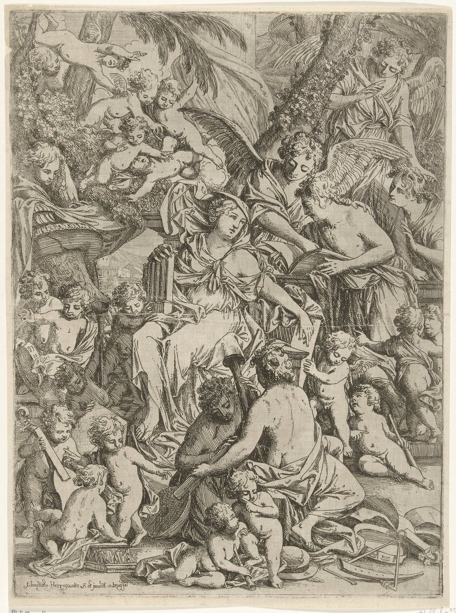 Sainte Cécile avec un orgue à la main - Jan Baptist Herregouts