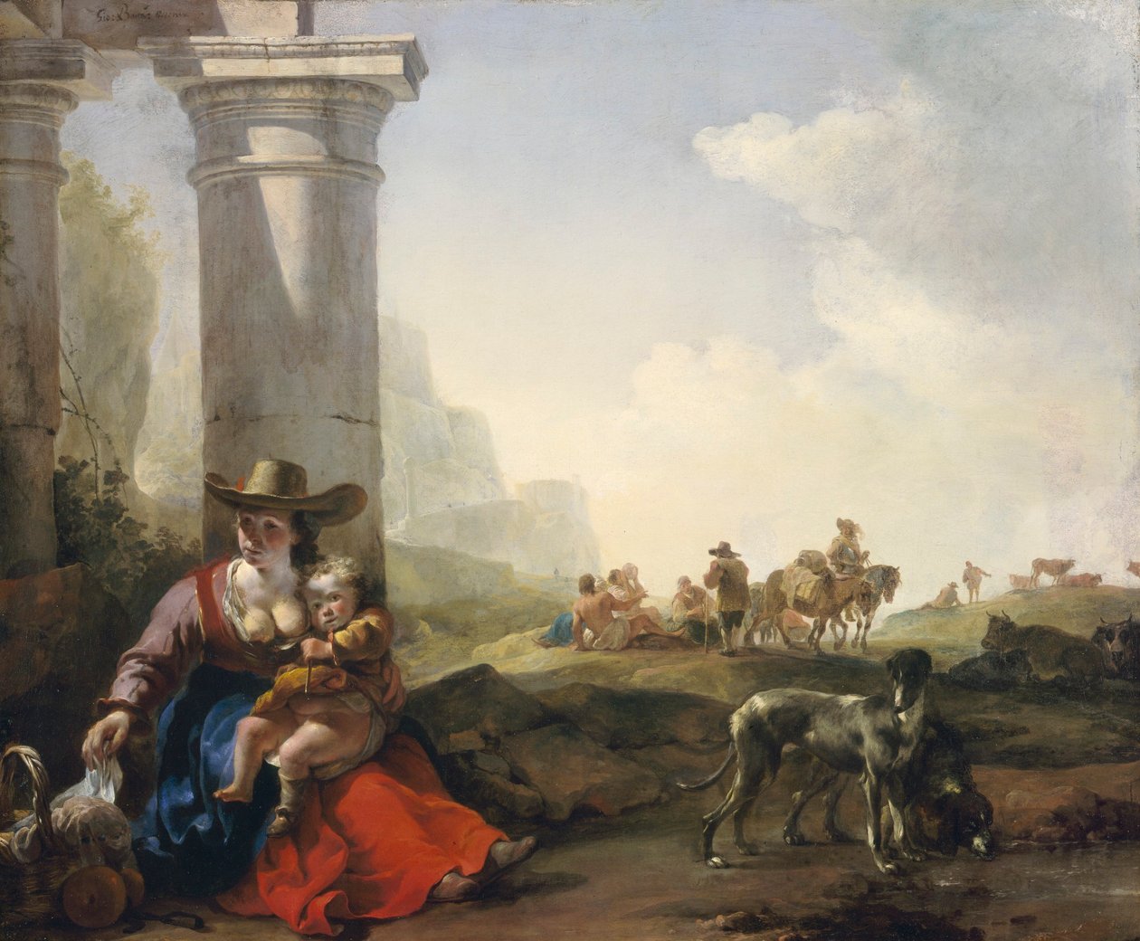 Paysans italiens parmi les ruines - Jan Baptist Weenix