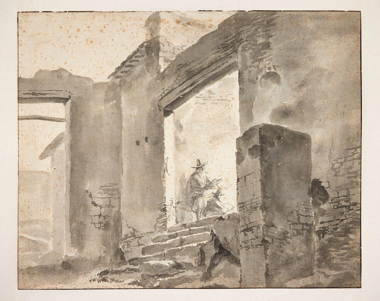 Deux dessinateurs dans une ruine - Jan Baptist Weenix