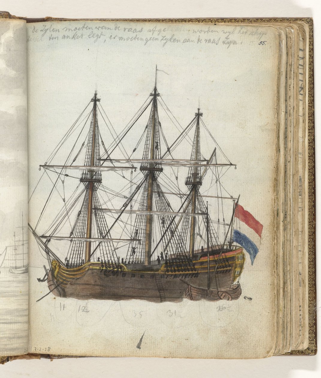 Navire des Indes orientales au mouillage - Jan Brandes