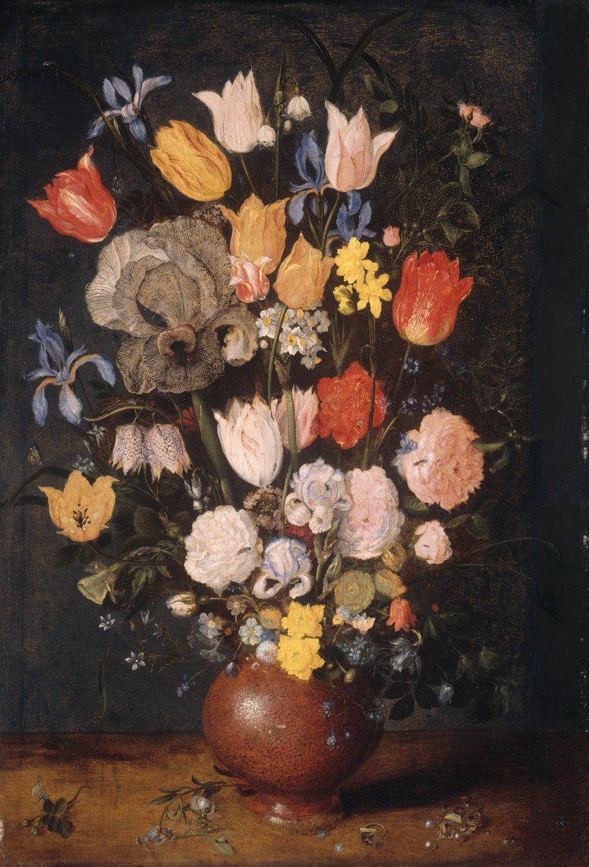 Bouquet de fleurs dans un vase en terre cuite - Jan Brueghel the Elder