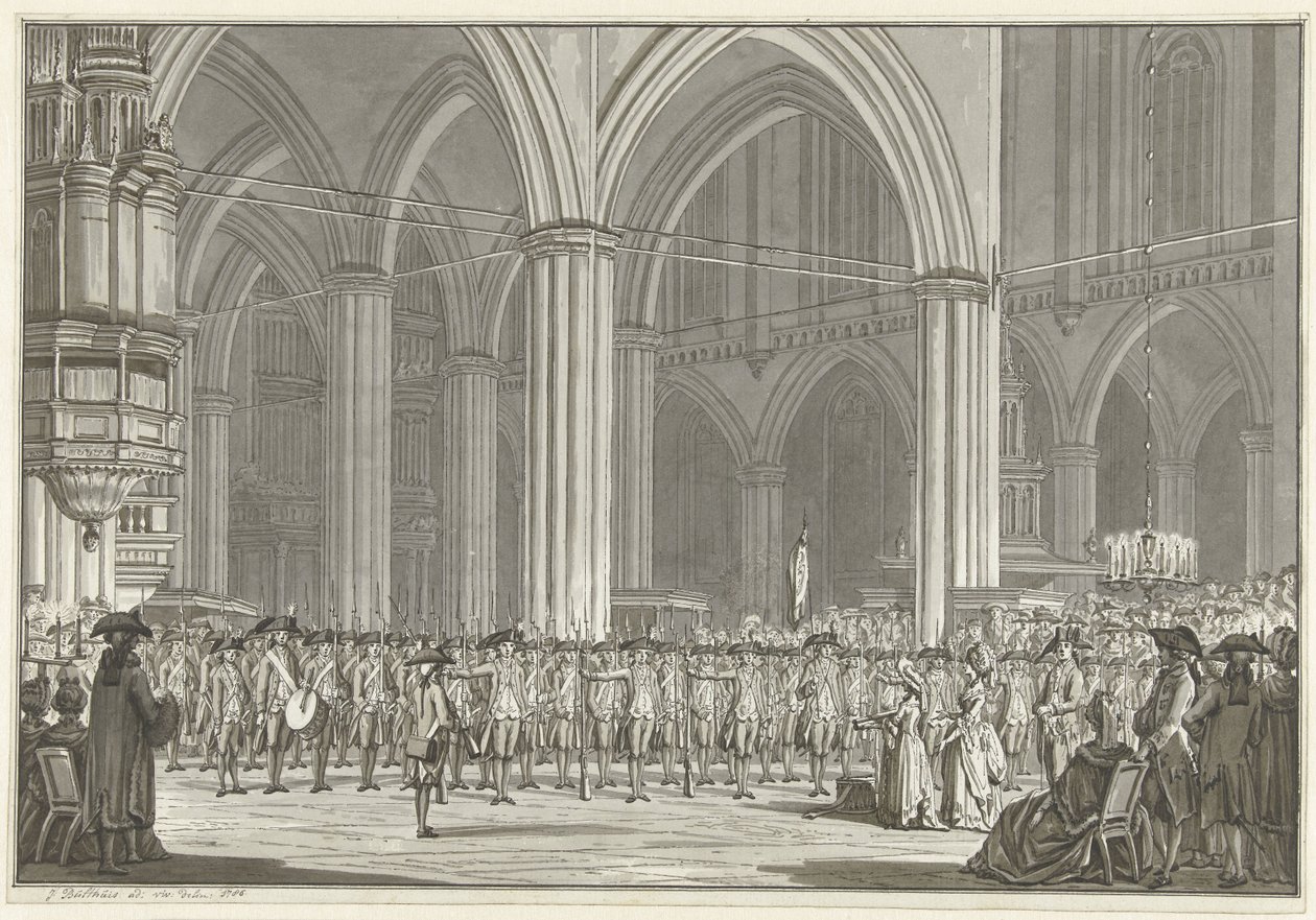Société Pro Patria dans la Nouvelle Église, 1786 - Jan Bulthuis (signed by artist)