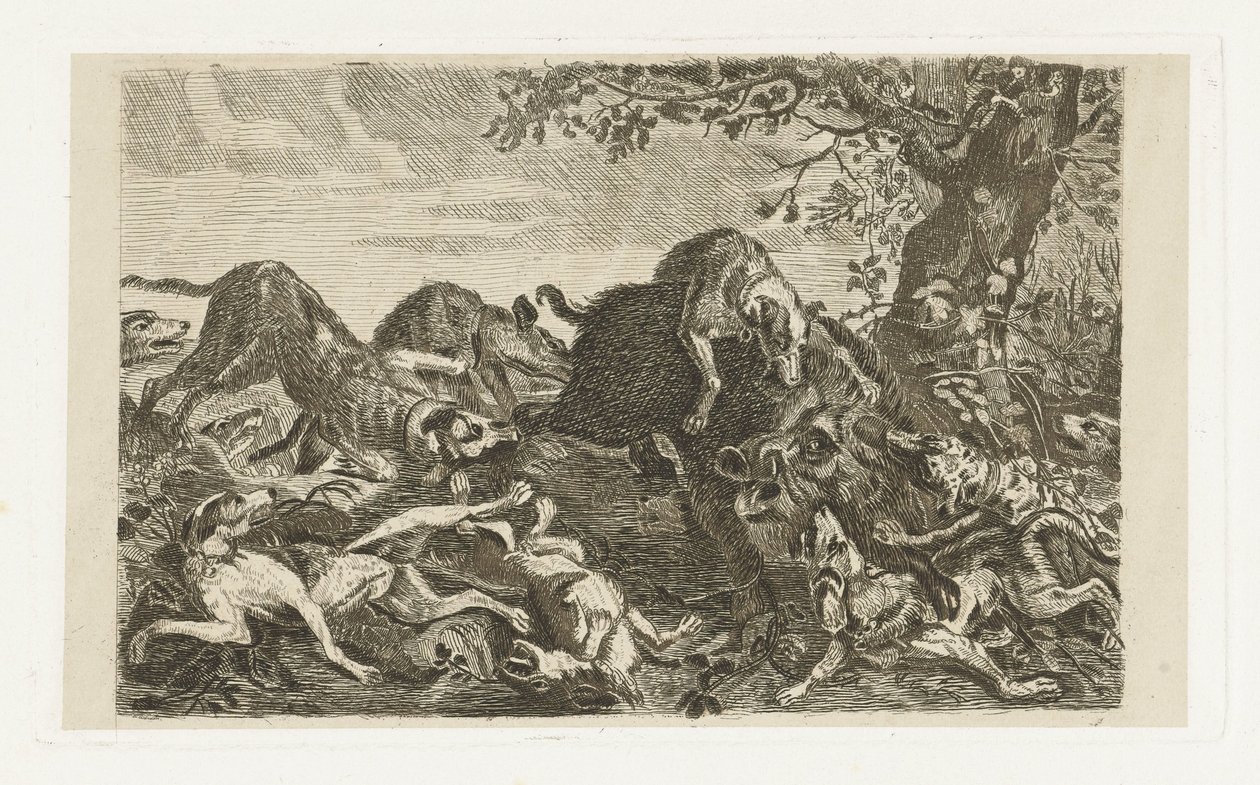 Chasse au sanglier avec des chiens - Jan Cassiers