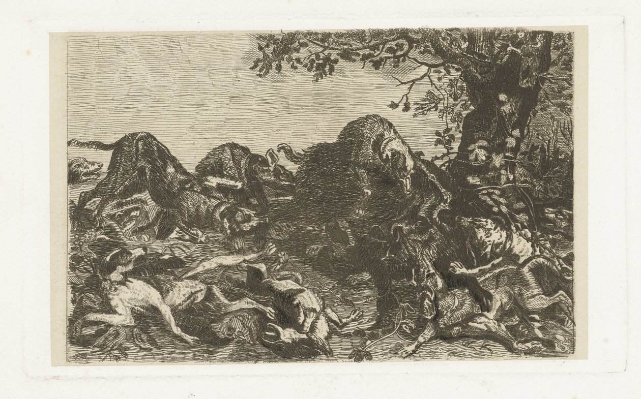 Chasse au sanglier avec des chiens - Jan Cassiers