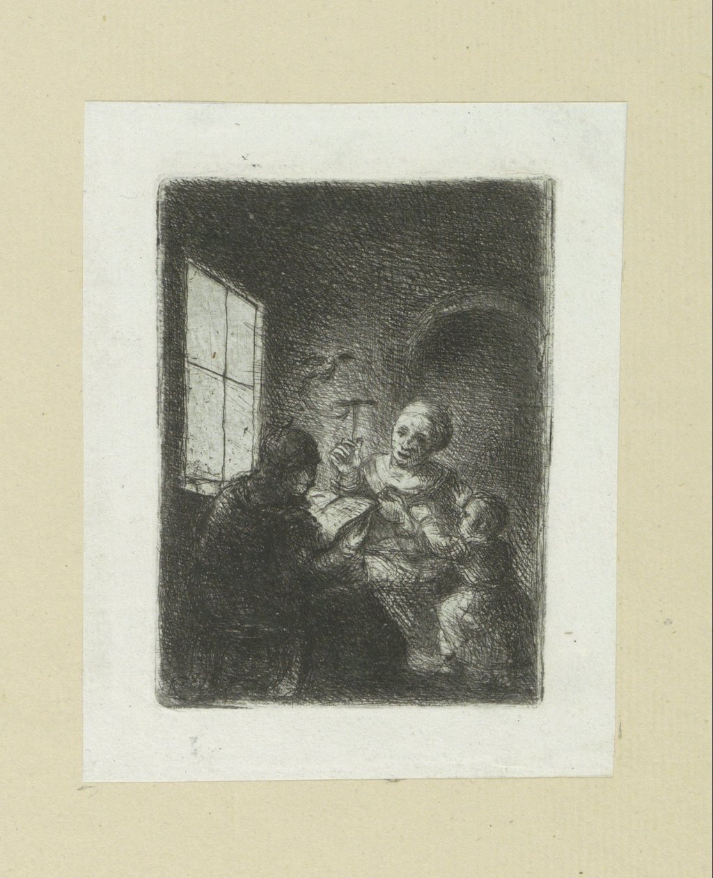 Famille à la fenêtre - Jan Chalon