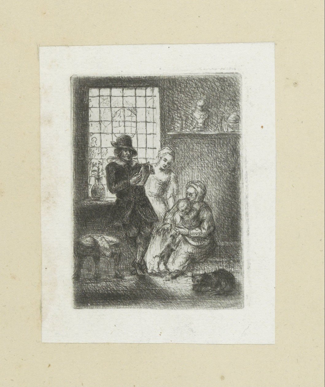 Intérieur avec une famille - Jan Chalon