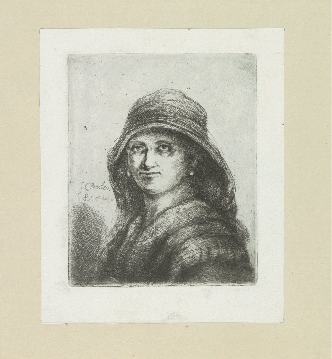 Jeune femme avec capuchon - Jan Chalon