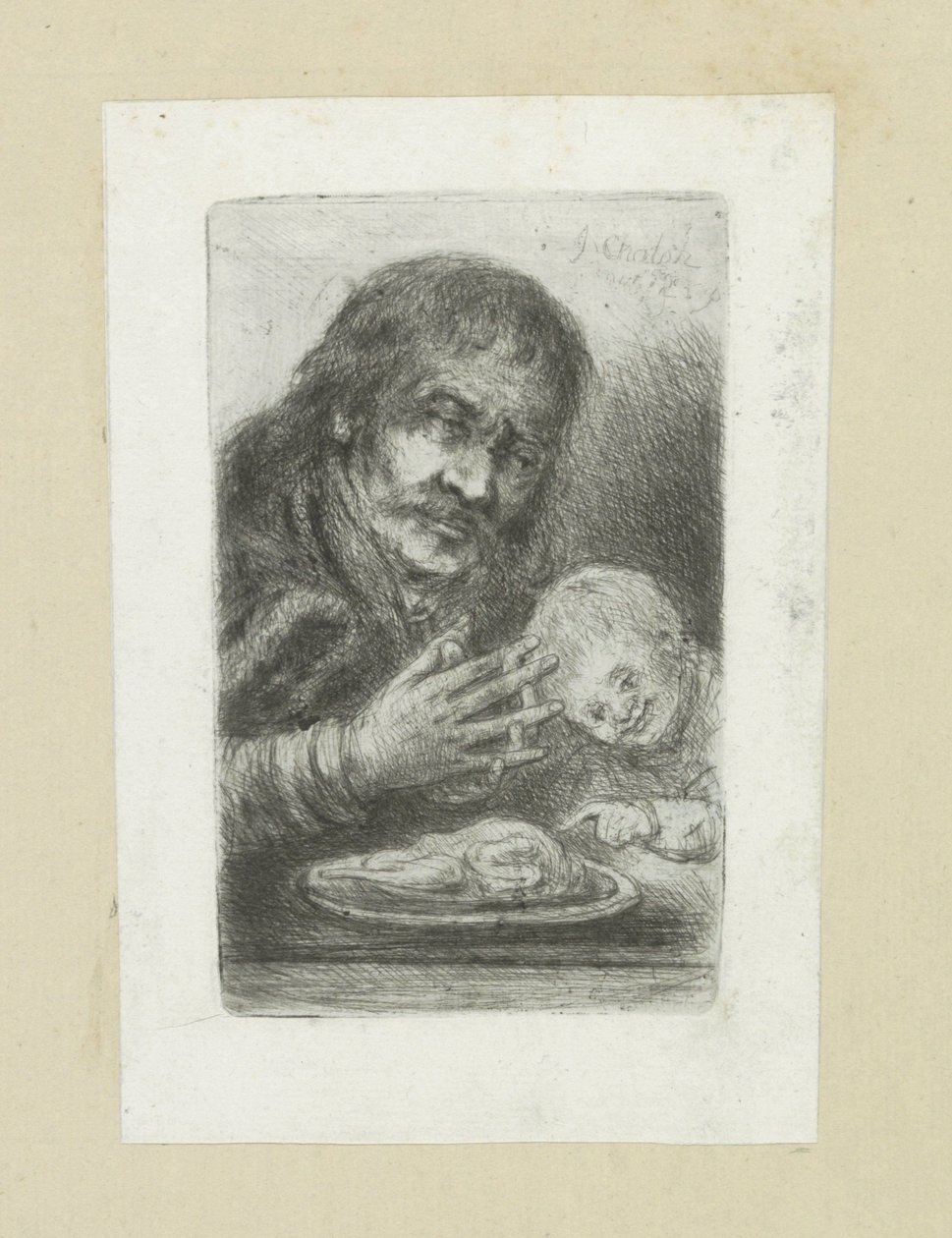 Homme et enfant à la table à manger - Jan Chalon
