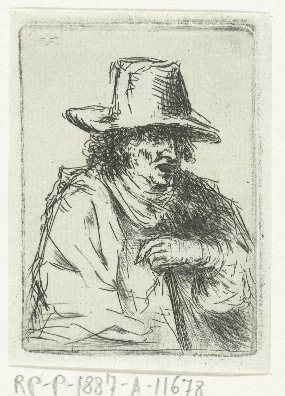 Homme avec un haut-de-forme et une canne - Jan Chalon