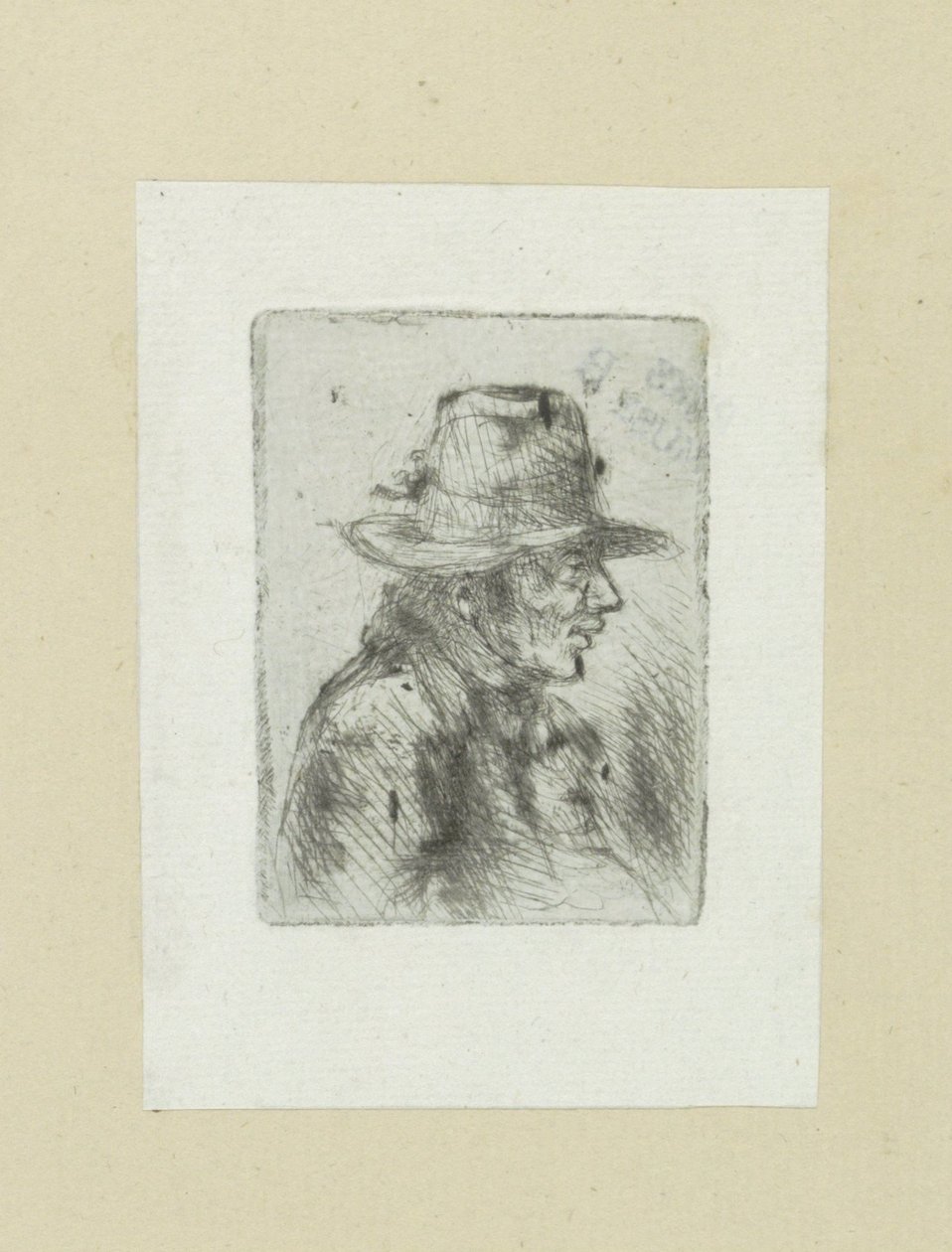 Homme avec un haut-de-forme, vers la droite - Jan Chalon