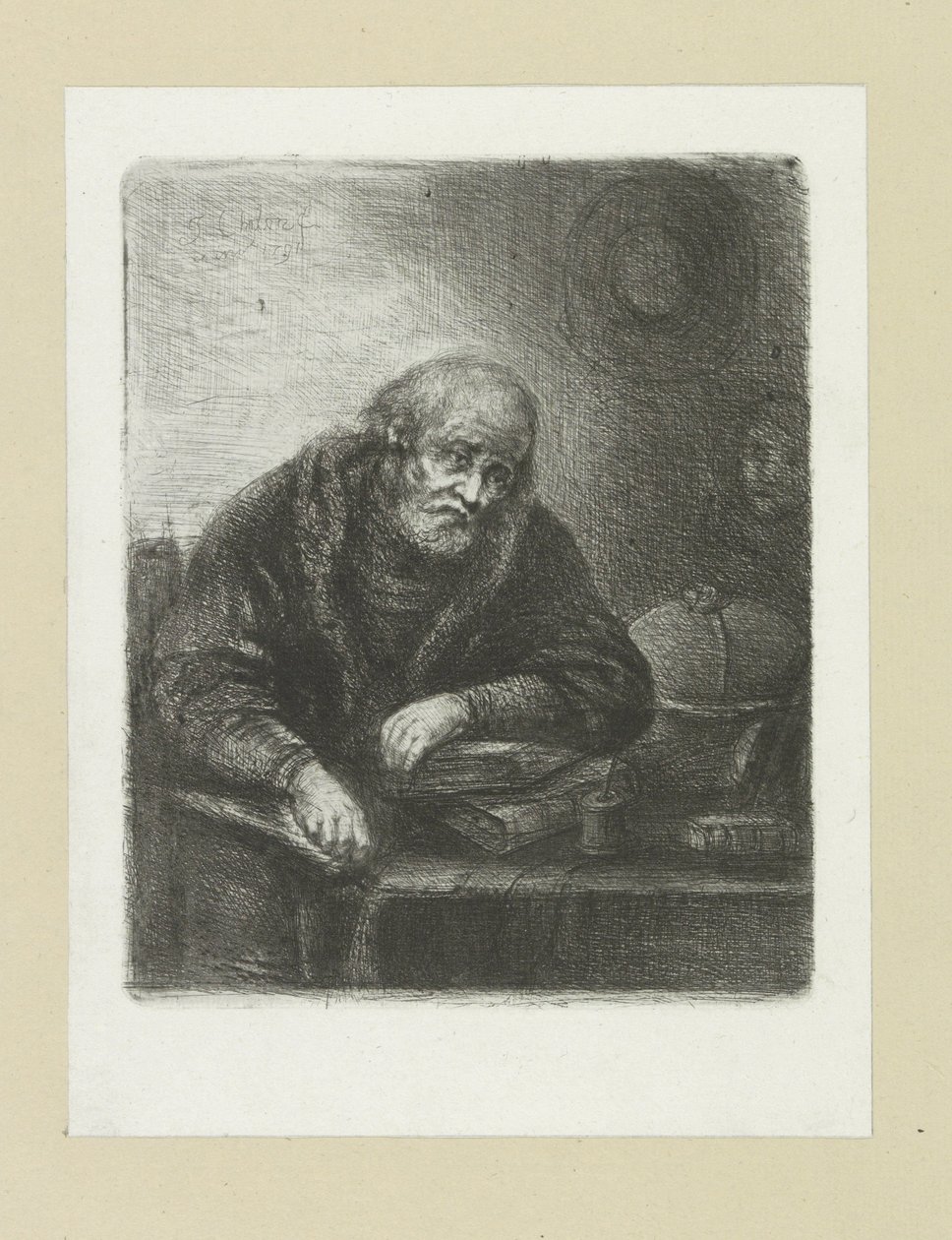 Vieil homme à son bureau - Jan Chalon