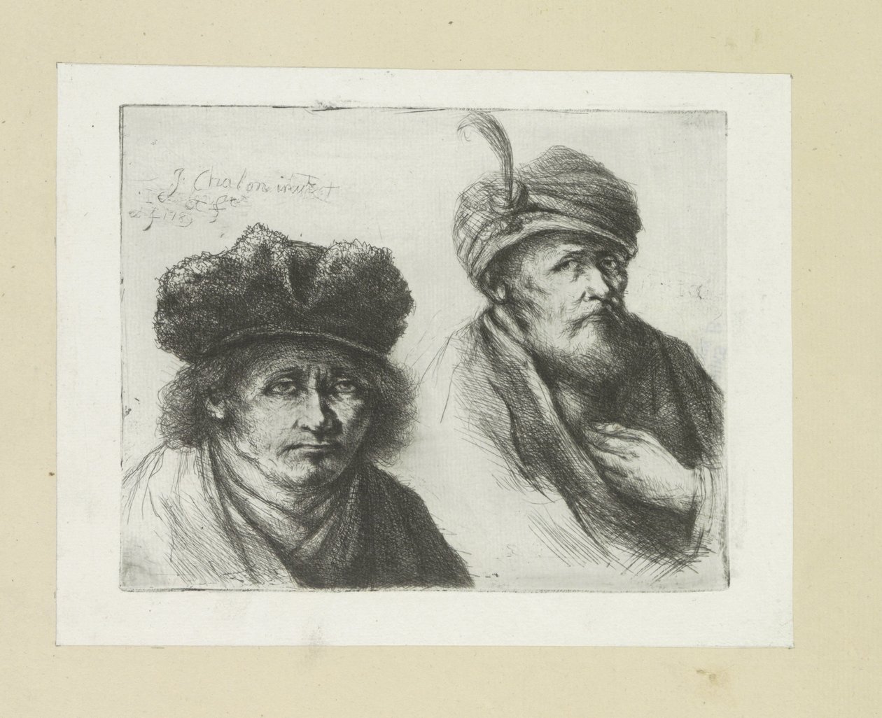 Deux hommes avec chapeau et turban (Oeuvre Complette des Eaux Fortes par Jean Chalon) - Jan Chalon