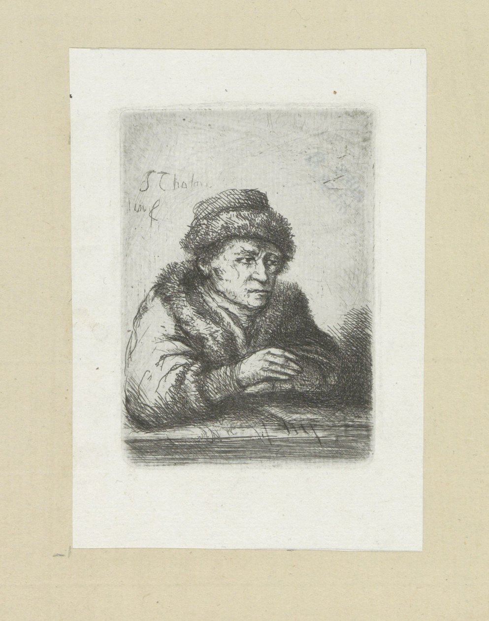 Homme adulte à une table, en manteau de fourrure - Jan Chalon