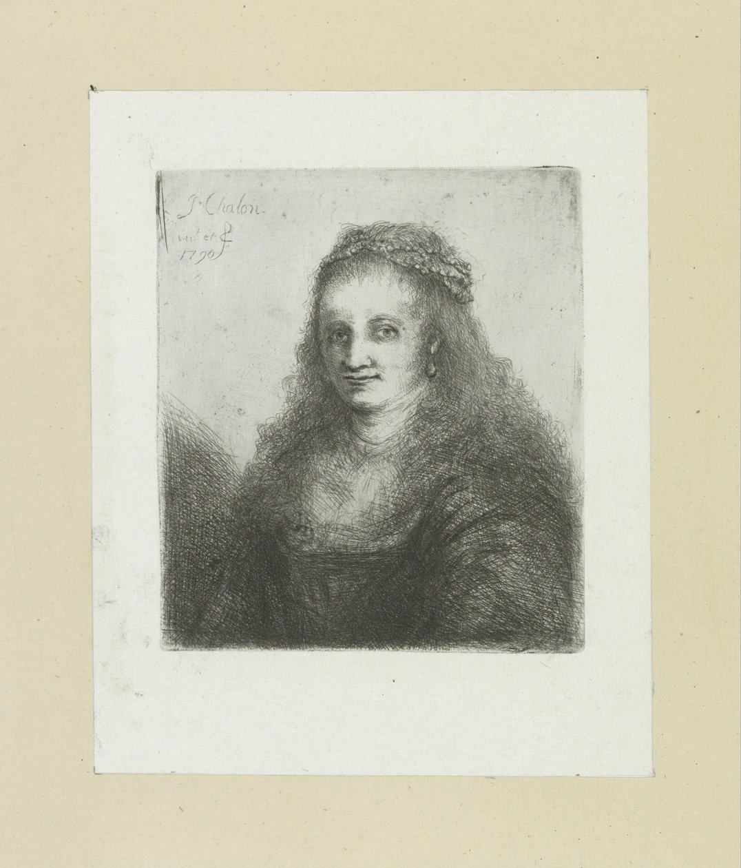 Femme avec un collier de perles dans les cheveux - Jan Chalon