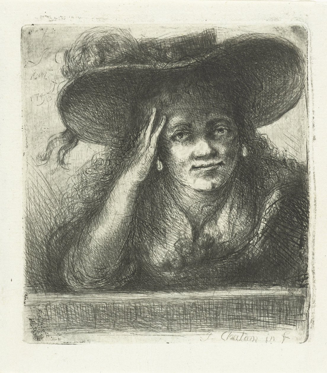 Femme au grand chapeau rond - Jan Chalon