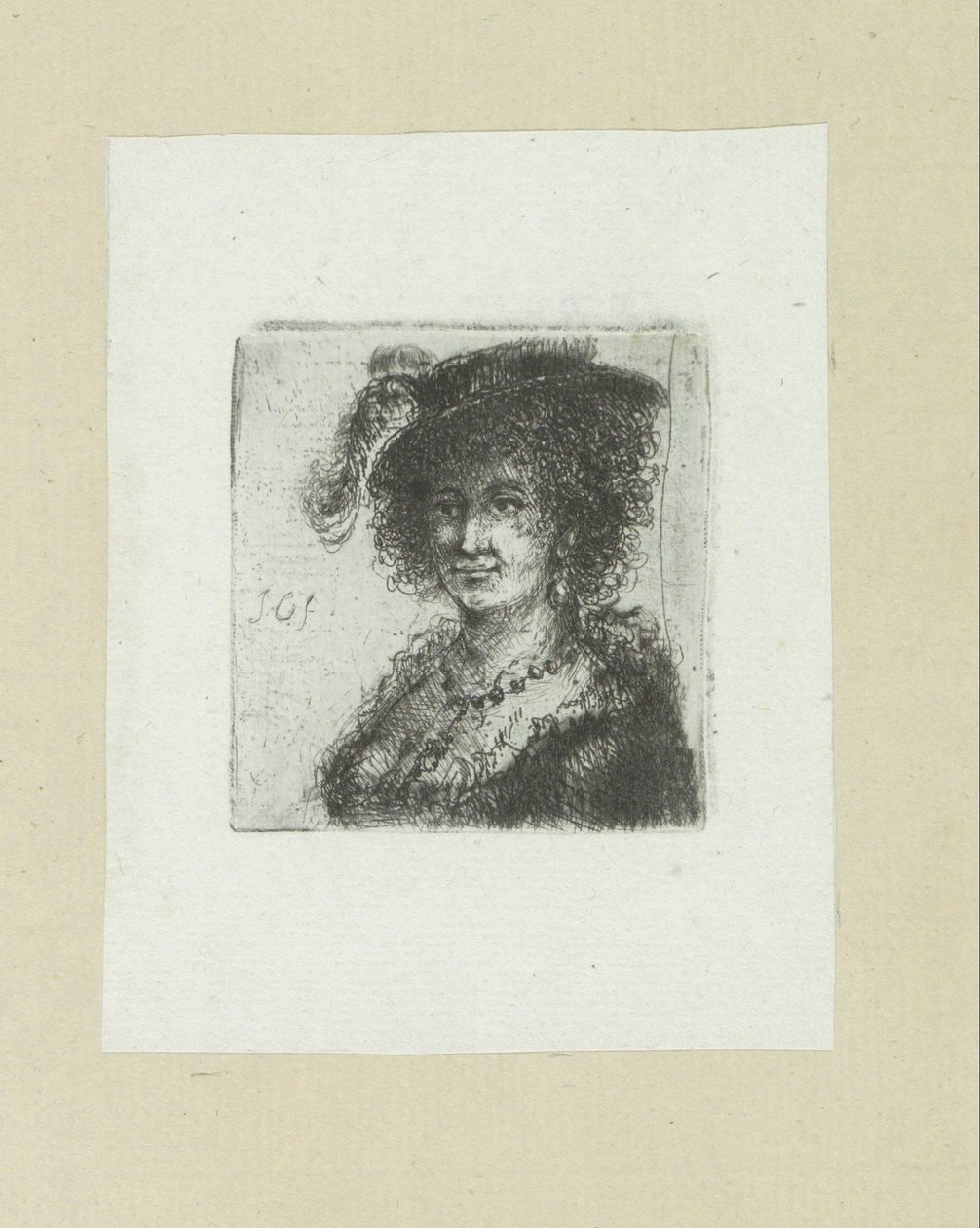 Femme avec un chapeau à plume - Jan Chalon
