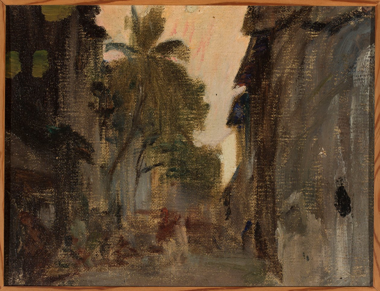 Bombay - rue, palmiers bambous. D