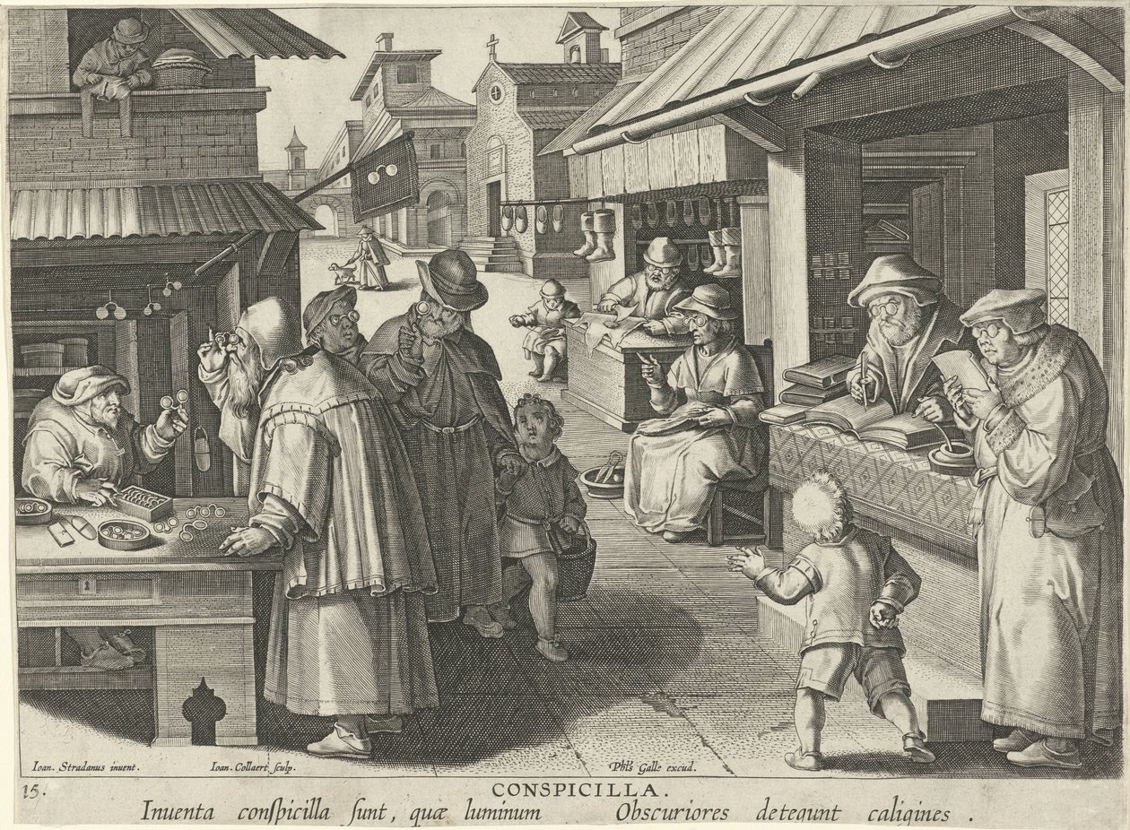 Magasin de lunettes (Conspicillia) (Nouvelles inventions et découvertes) (Nova Reperta) - Jan Collaert (II)