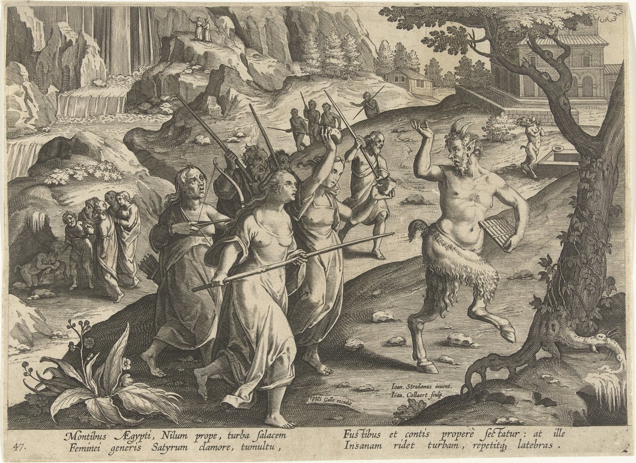 Femmes chassant un satyre | Jan Collaert (II)