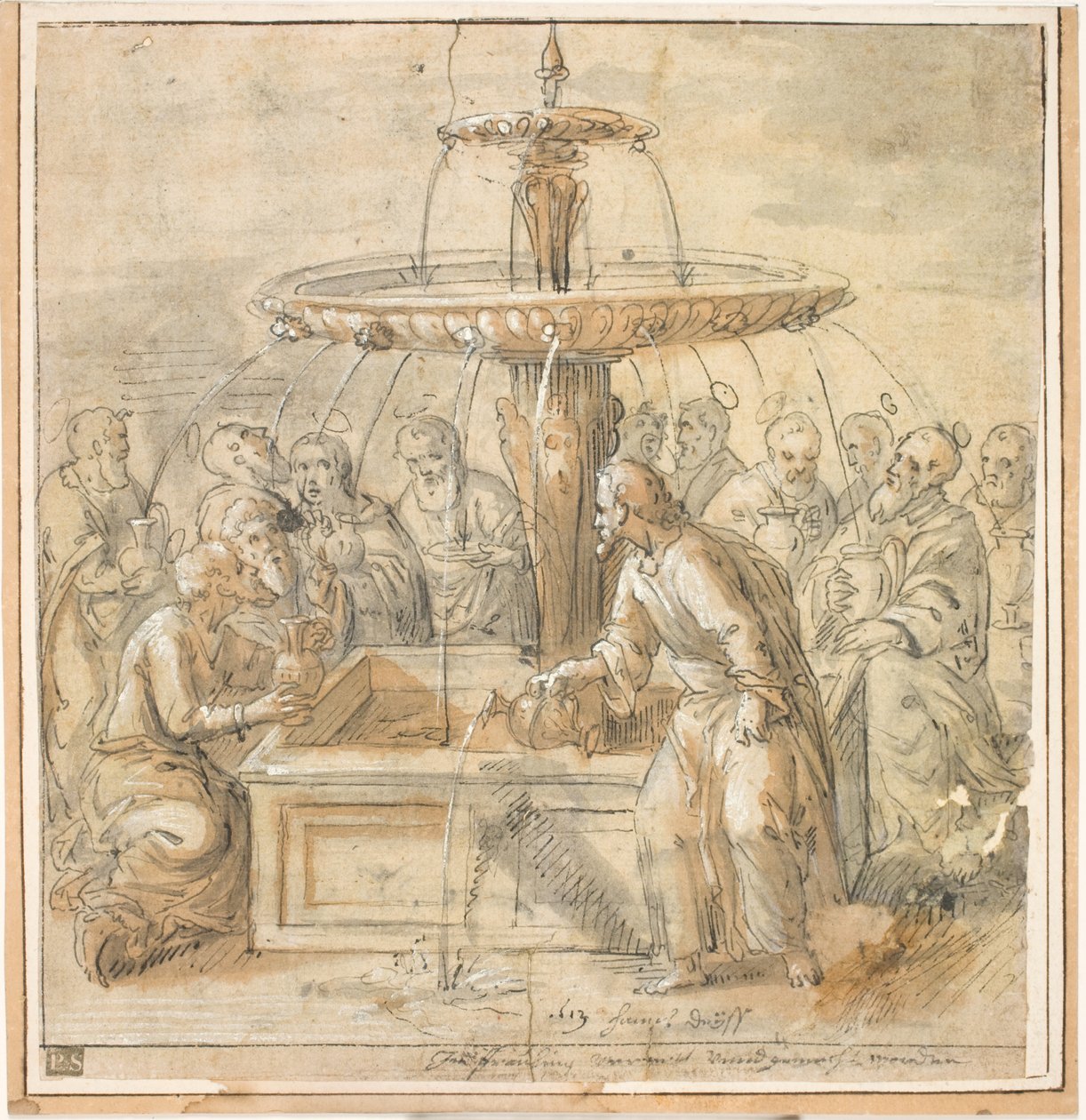Saints avec des cruches autour de la fontaine - Jan Deys
