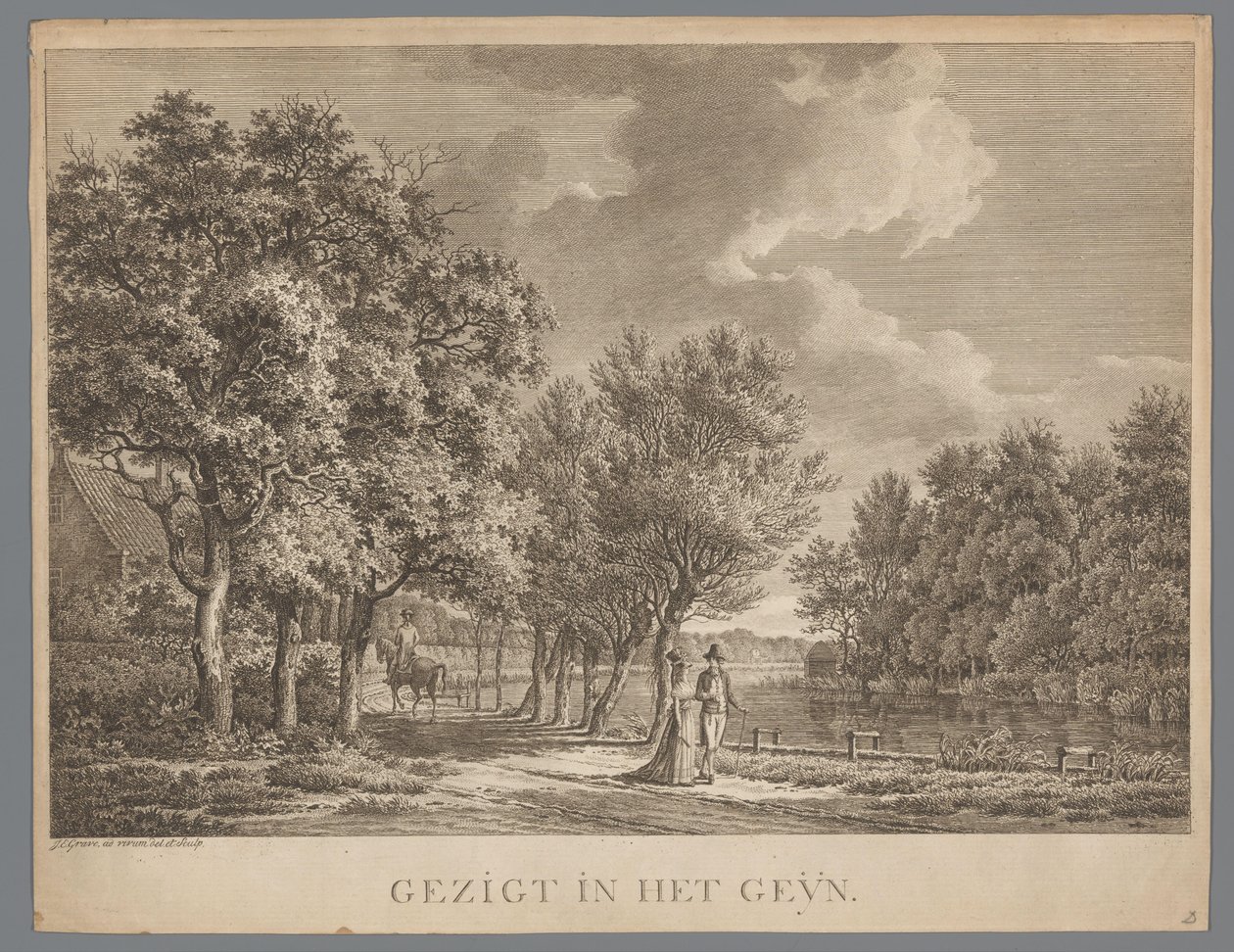 Paysage avec un couple, marchant le long de la rive du Gein - Jan Evert Grave