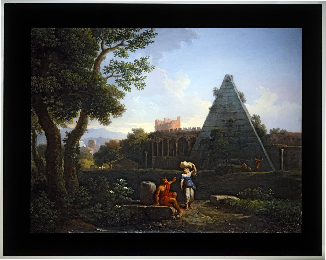Ensemble de quatre Cappricio; (3) Pyramide de Cestius - Jan Frans van (1662 1749) Bloemen