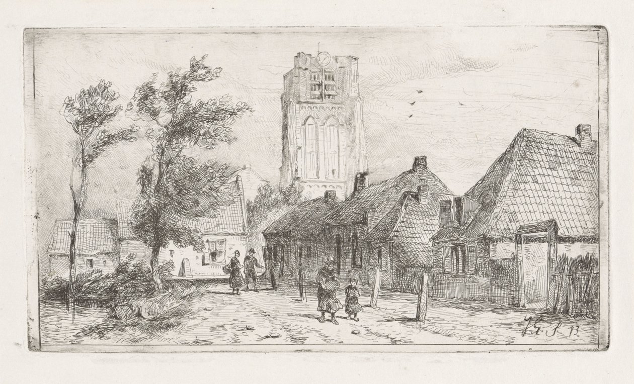 Vue de village avec clocher - Jan Gerard Smits