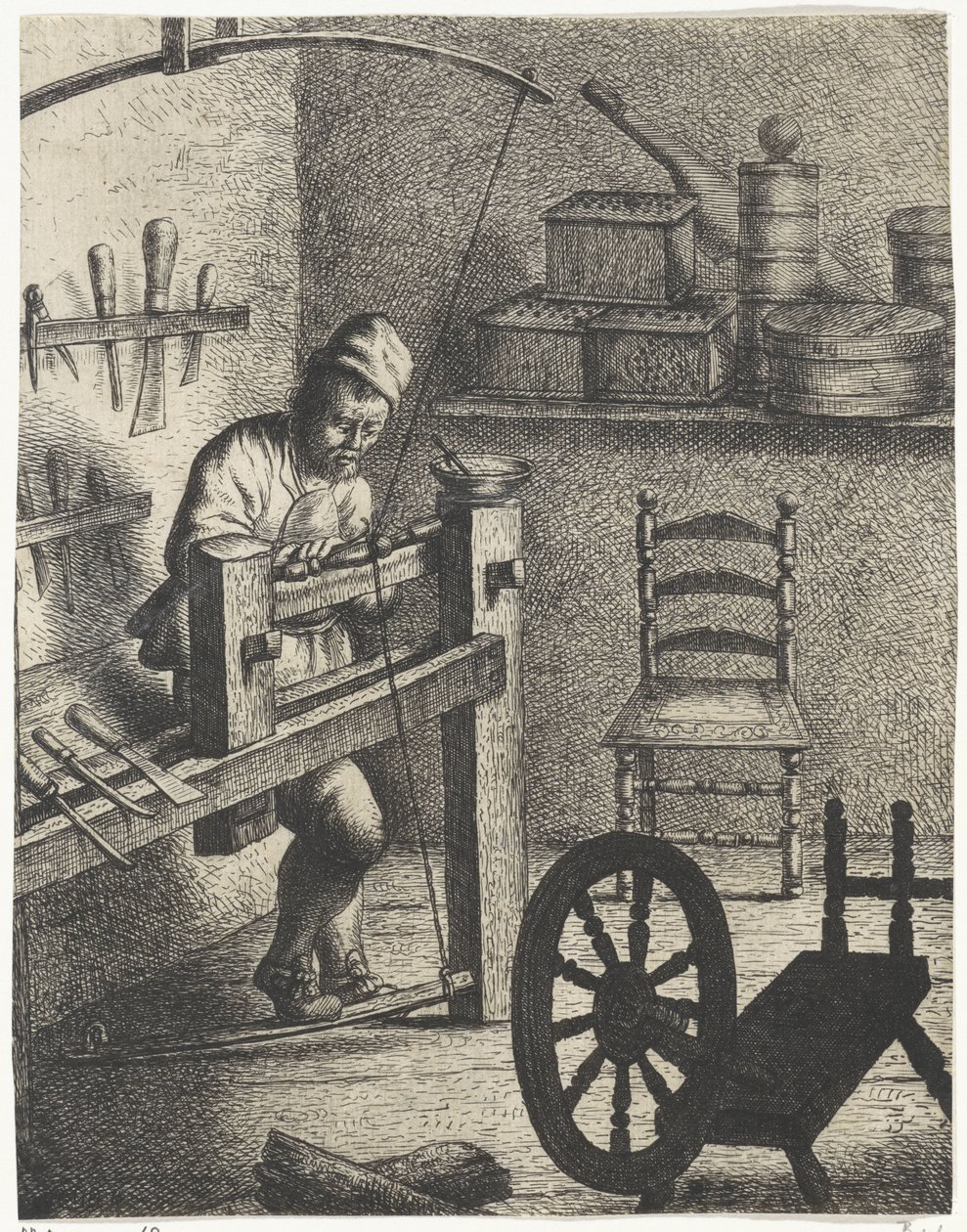 Travailleur derrière un tour - Jan Gillisz. van Vliet
