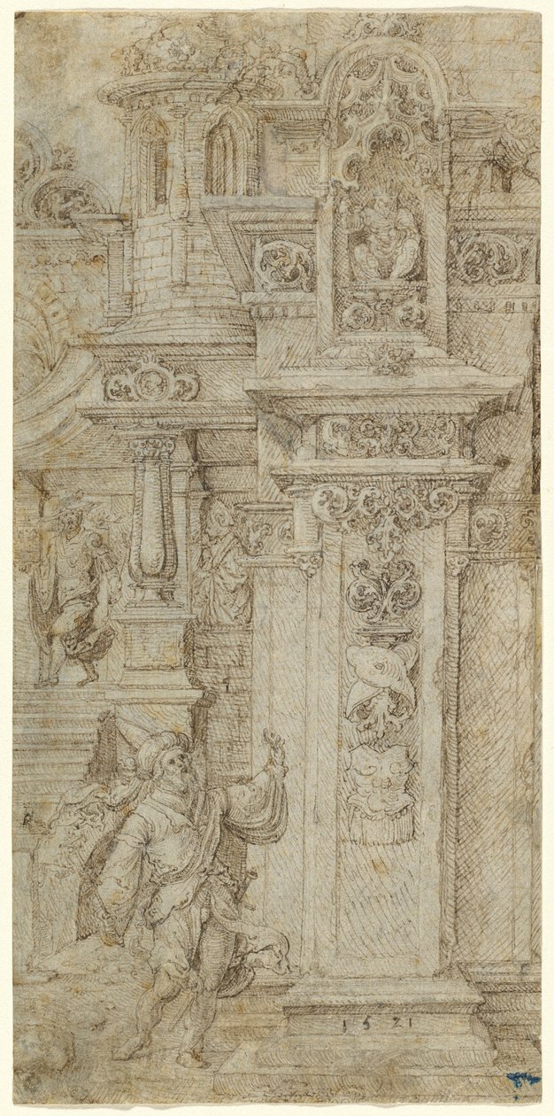 Deux rois et une femme quittant un palais élaboré - Jan Gossaert