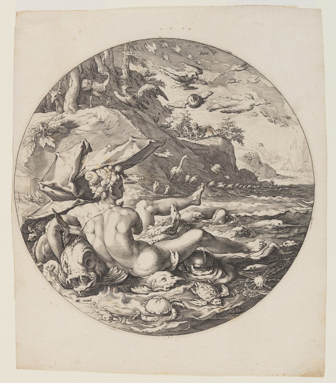 Le cinquième jour, planche 6, de La création du monde - Jan Harmensz. Muller