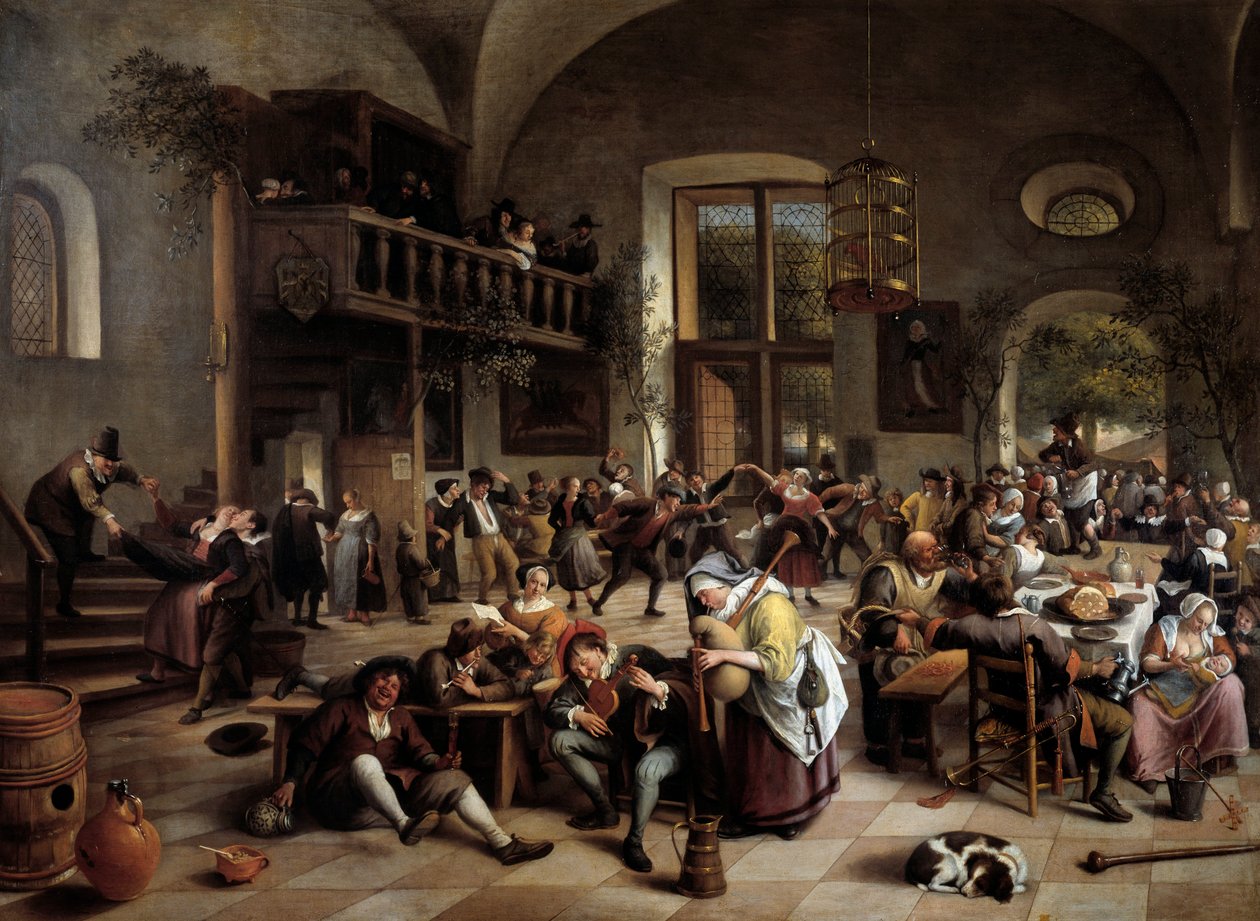 Fête dans une auberge Musiciens, joueurs, hommes et femmes buvant - Jan Havicksz. Steen