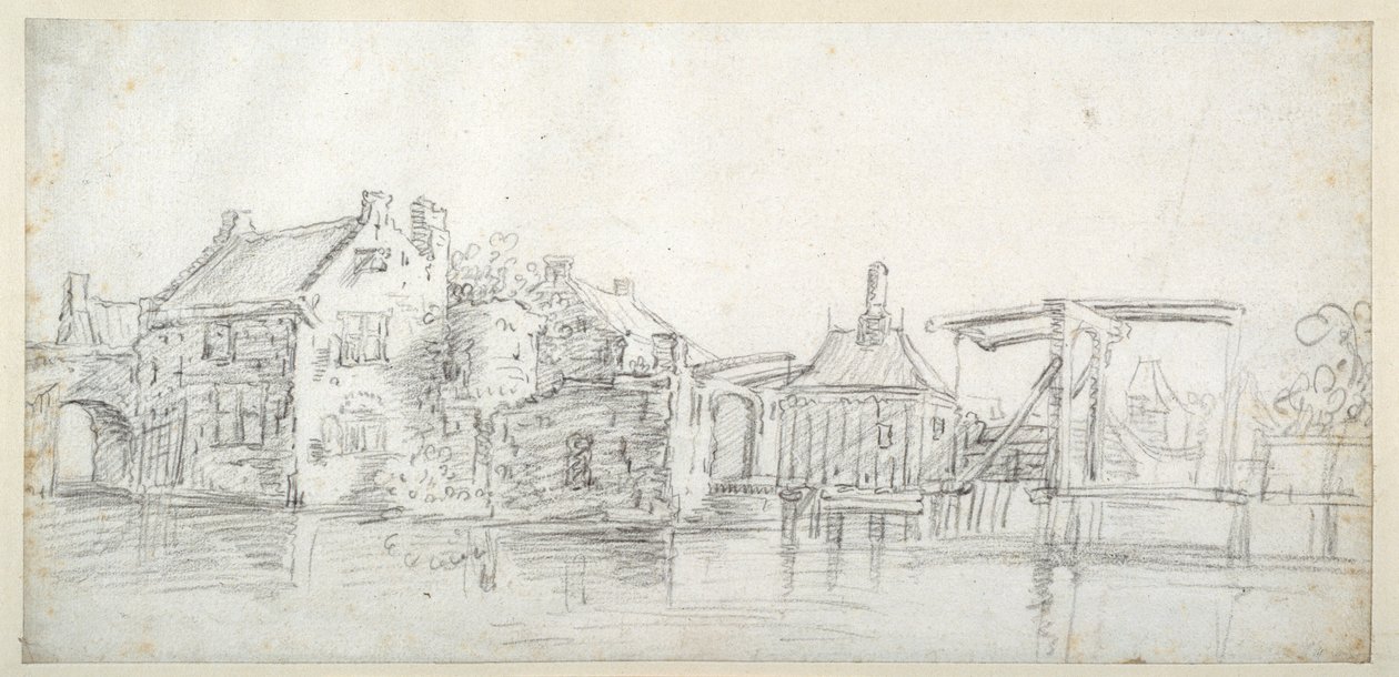 Un canal avec des bâtiments, y compris une maison de péage et un pont à péage, vers 1650 - Jan Josefsz. van (circle of) Goyen