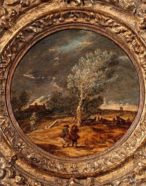 Figures traversant une lande avec un vent fort - Jan Josefsz. van (circle of) Goyen