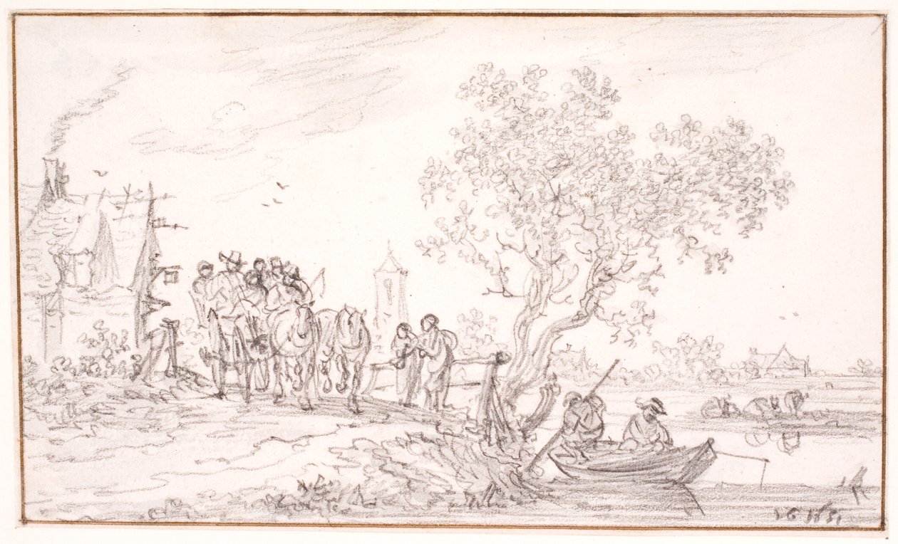 Un chariot avec des voyageurs à une auberge - Jan Josefsz van Goyen