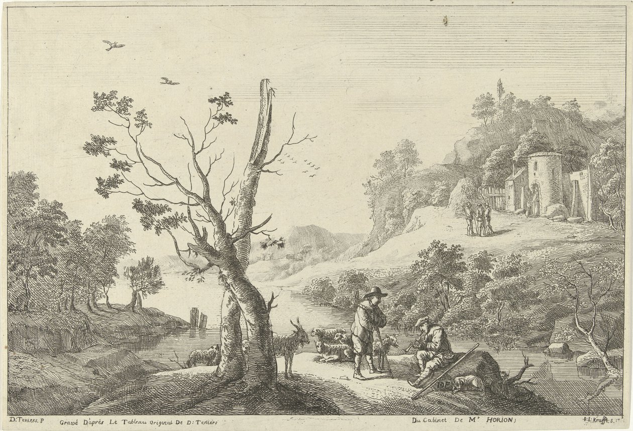 Paysage avec un joueur de flûte et un berger - Jan Lauwryn Krafft (I)
