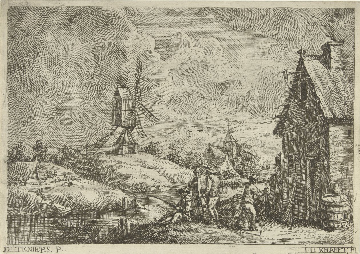 Paysage avec auberge et moulin - Jan Lauwryn Krafft (I)