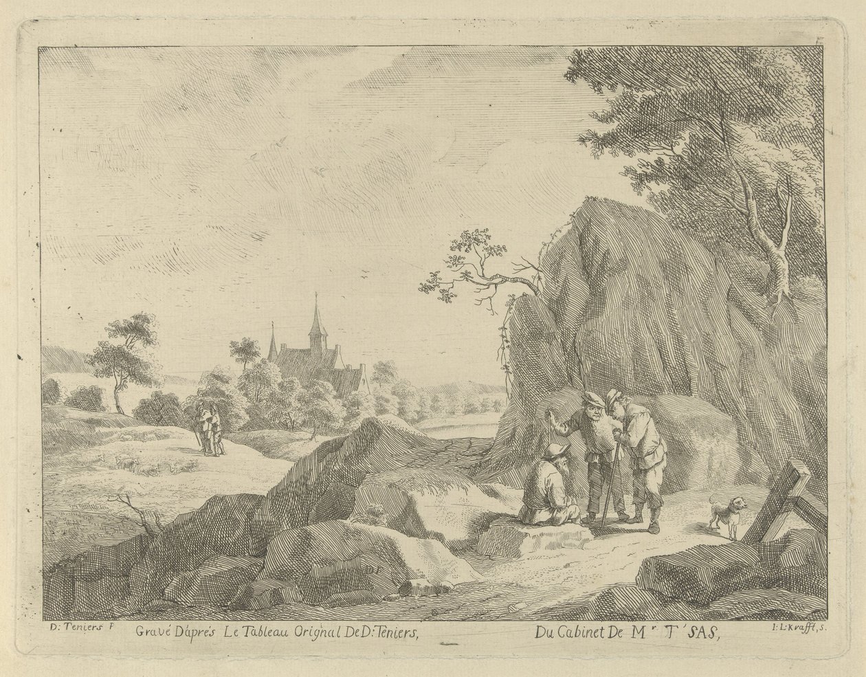 Paysage avec voyageurs et bergers - Jan Lauwryn Krafft (I)