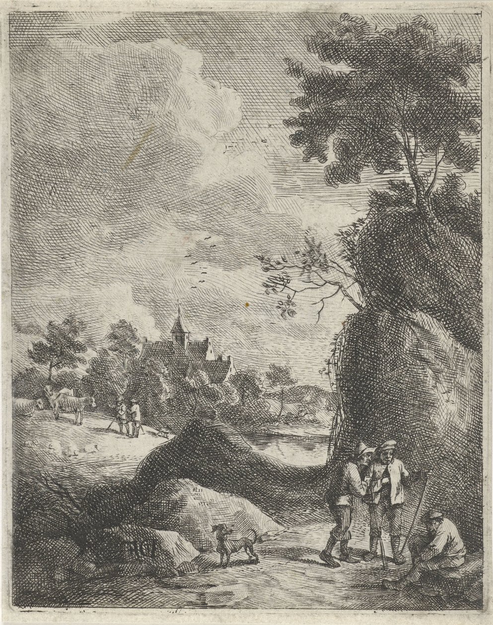 Paysage avec voyageurs et deux bergers - Jan Lauwryn Krafft (I)