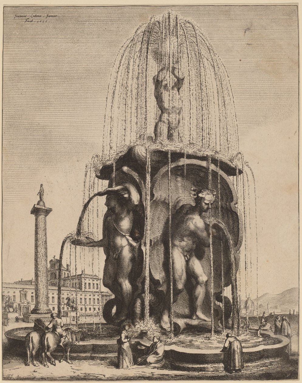 La Fontaine et la Colonne de Trajan à Rome - Jan Lutma II