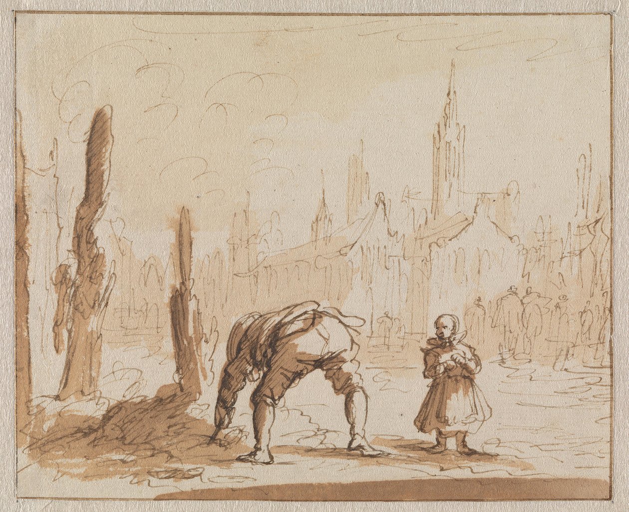Adriaen Wens cherche dans les cendres la vis buccale qui avait été posée à sa mère à Anvers en 1573 - Jan Luyken