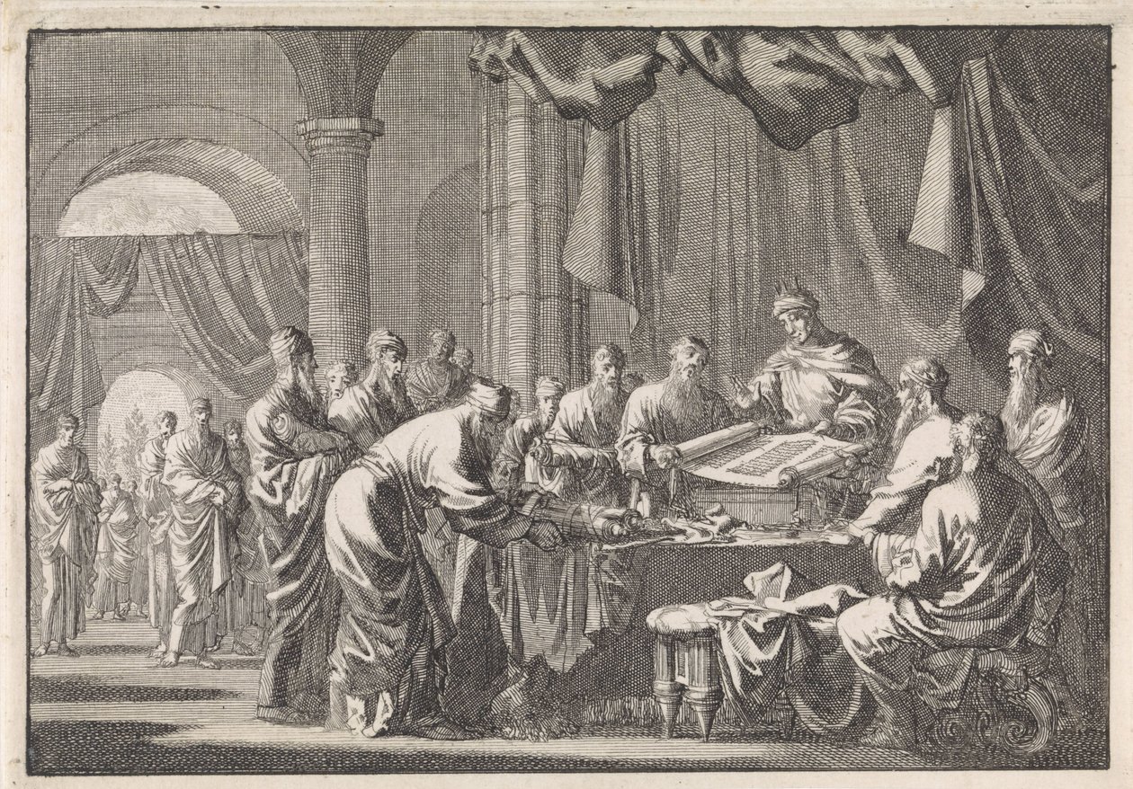 Réunion des 72 traducteurs de la loi sur ordre du roi Ptolémée Philadelphe - Jan Luyken