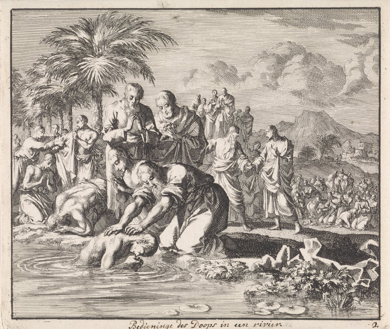Baptême de nouveaux croyants dans une rivière - Jan Luyken