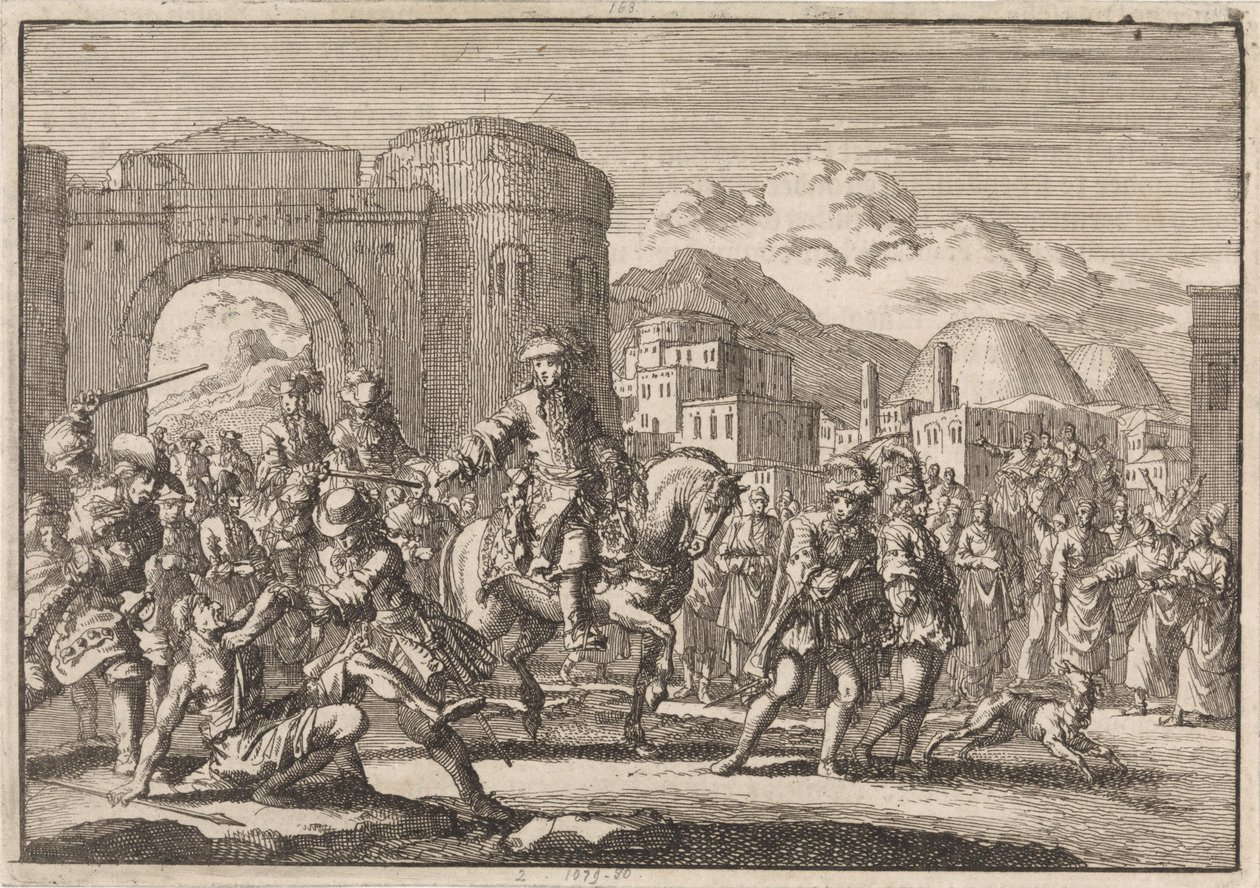 Ambassadeur français chez le sultan entrant à cheval à Jérusalem, 1674 - Jan Luyken