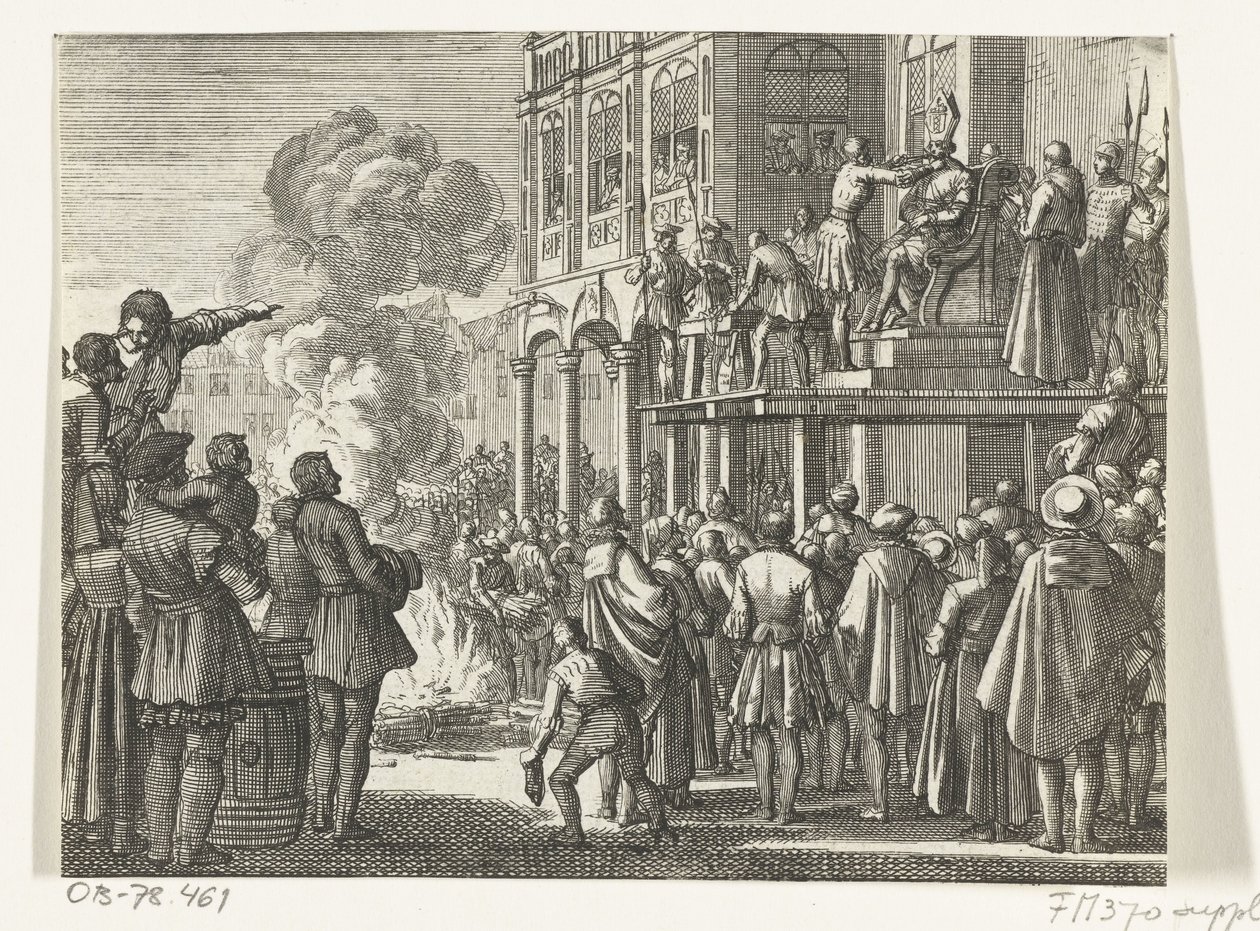 Jacob van Campen avec une mitre sur la tête sur l
