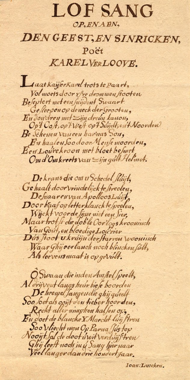 Couverture avec un poème manuscrit de Jan Luyken pour Karel Verloove - Jan Luyken