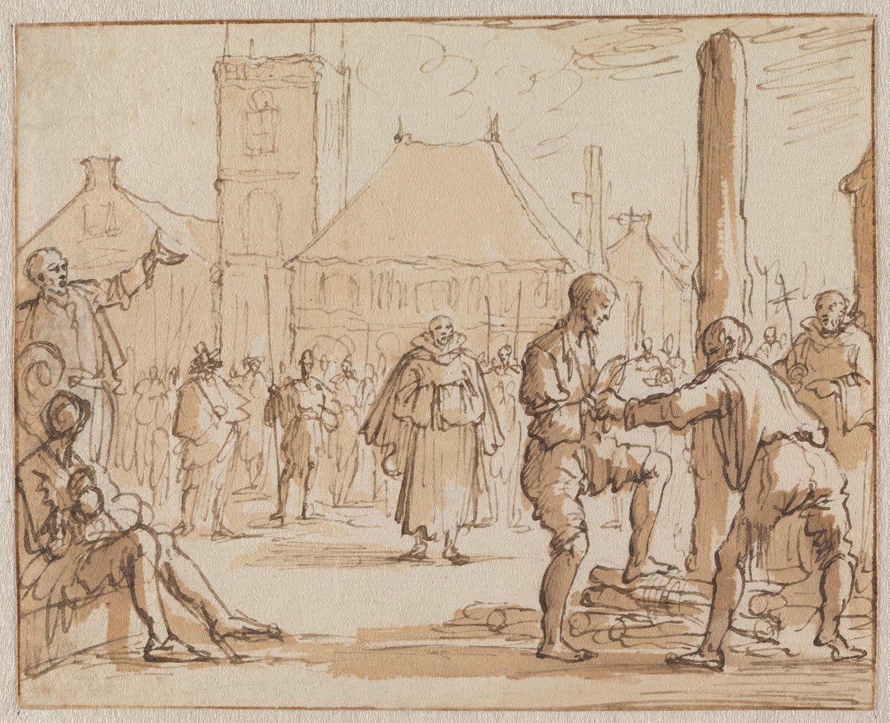 Pieter Bekjen monte sur le bûcher à Amsterdam en 1569 - Jan Luyken