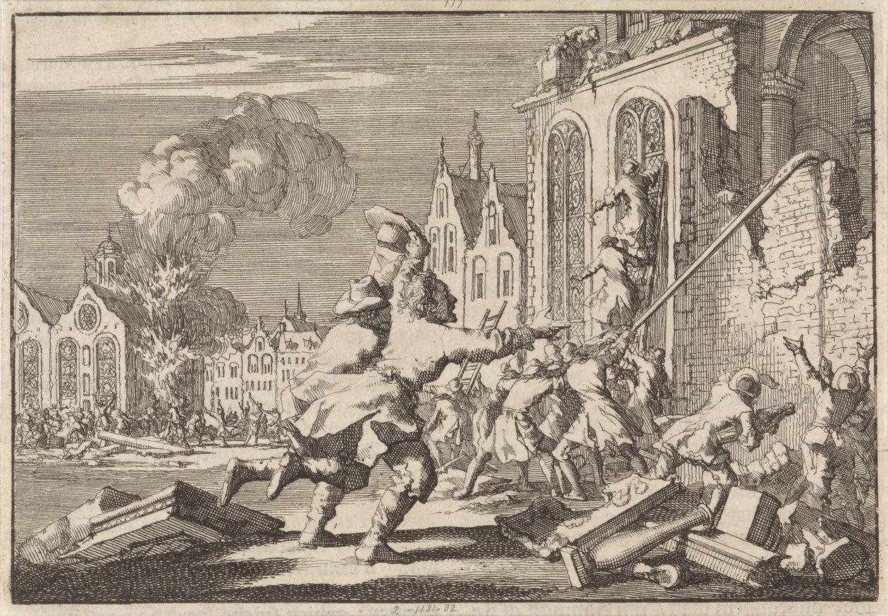 Destruction des chapelles catholiques à Londres, 1688 - Jan Luyken