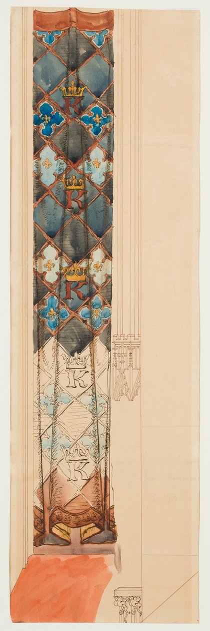 Carton pour la polychromie de la basilique Sainte-Marie - Frise à motif géométrique - Jan Matejko