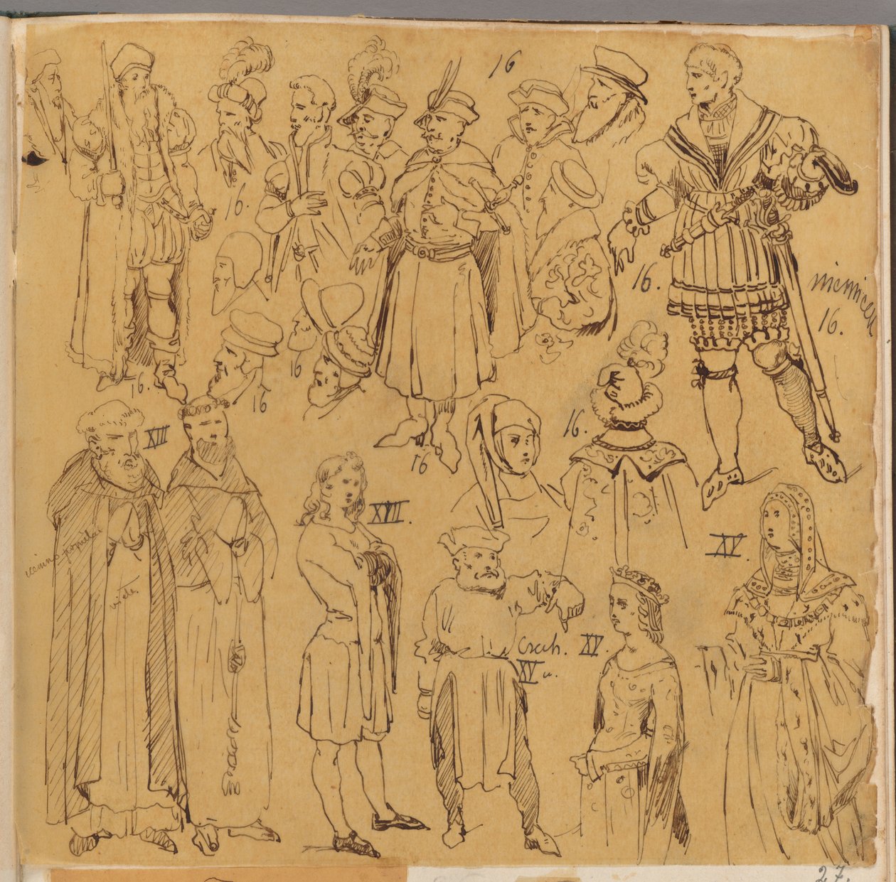 Skarbczyk. Verschiedene Personen in Kleidern aus dem XIII., XV. und XVI. Jahrhundert - Jan Matejko