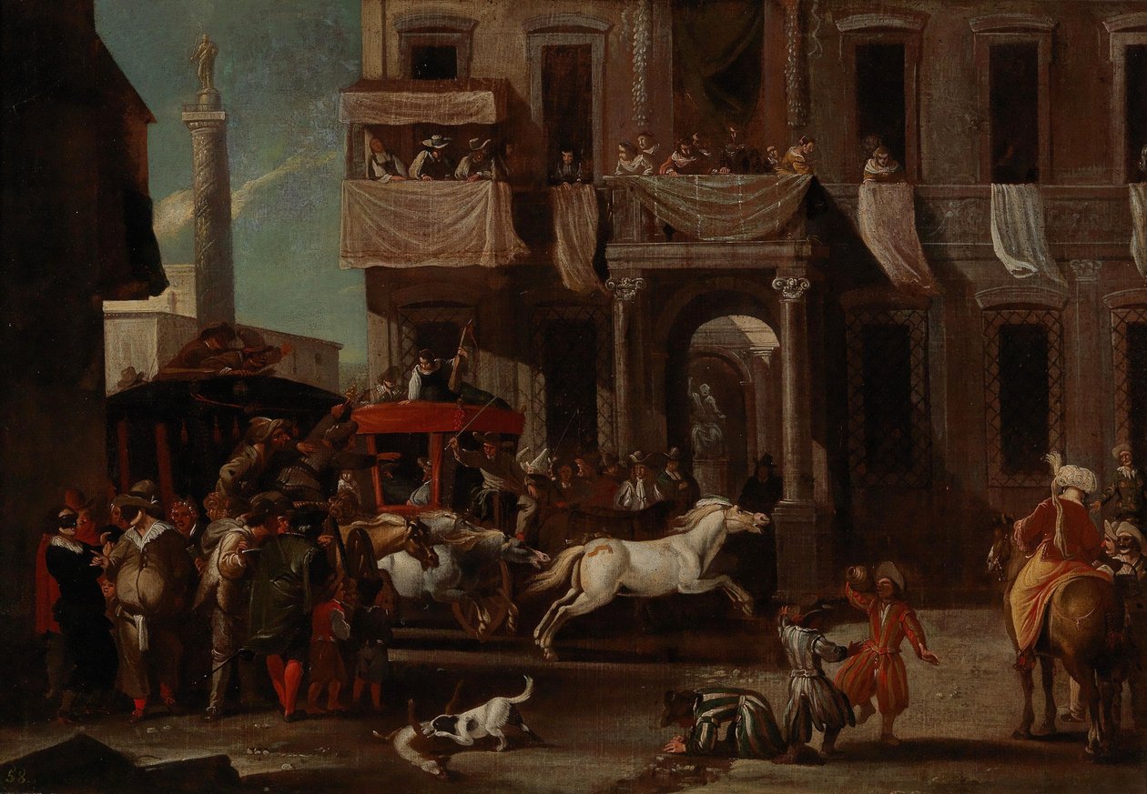 La course des chevaux berbères à Rome - Jan Miel
